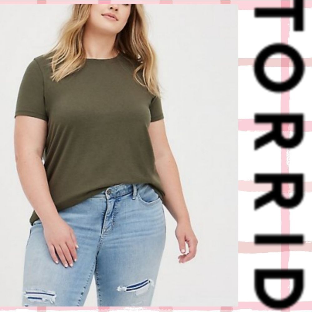 $2\30 NWT TORRID EVERYDAY TEE - SIGNATURE JERSEY OLIVE GREEN 1x 2x 3x 4x